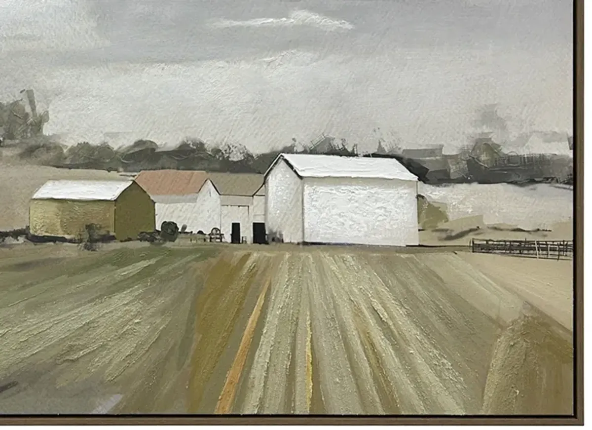 Green Countryside Handpainted Framed Canvas 43"W x 43"H