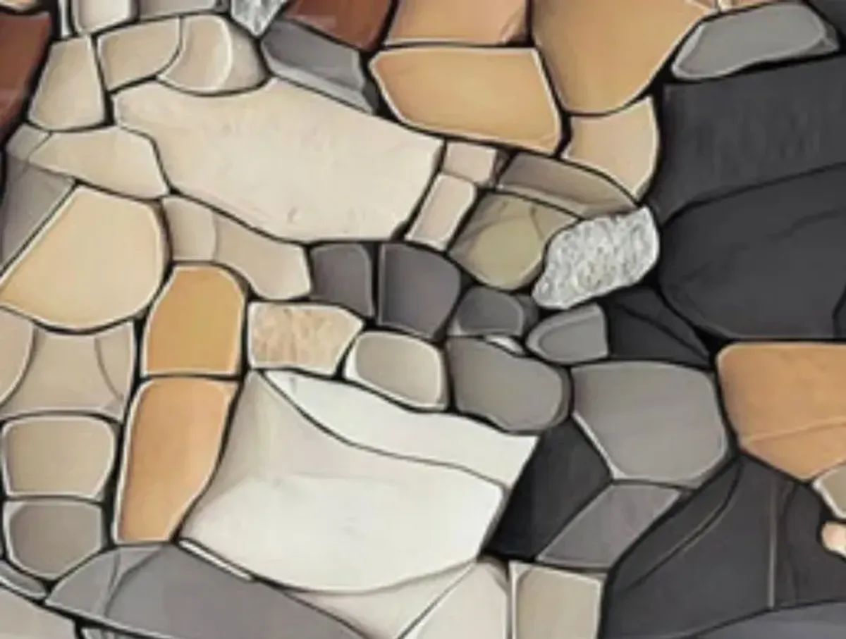 Charcoal, Brown, and Cream Mosaic Stone Framed Wall Decor 87"W x 47"H