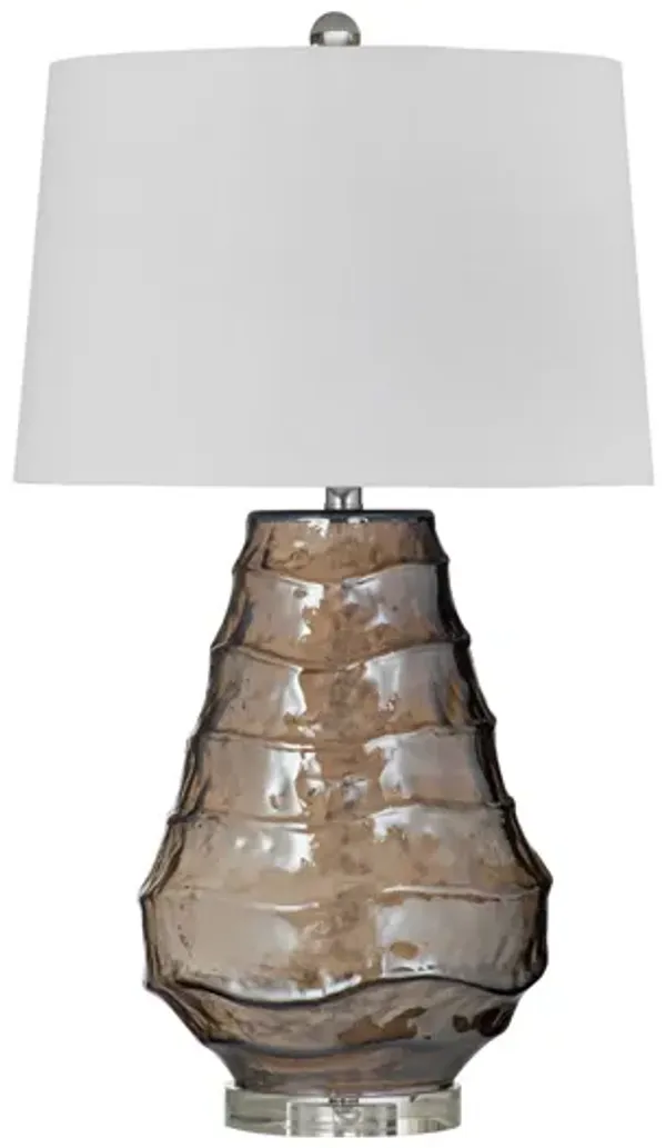 Taupe Art Glass Table Lamp 30"H