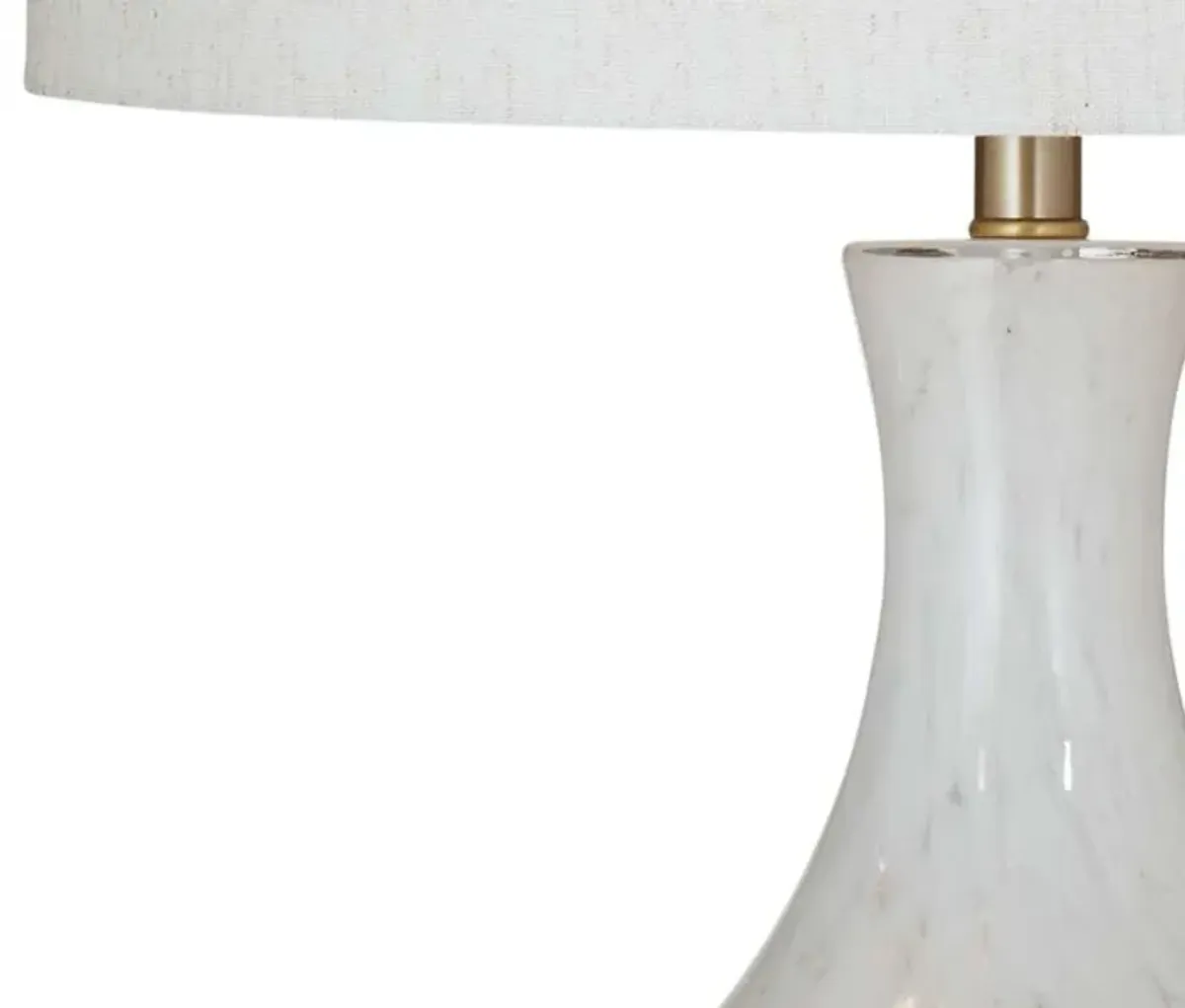 White Art Glass Table Lamp 34"H