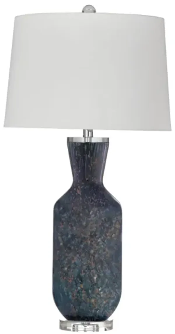 Blue Art Glass Table Lamp 32"H