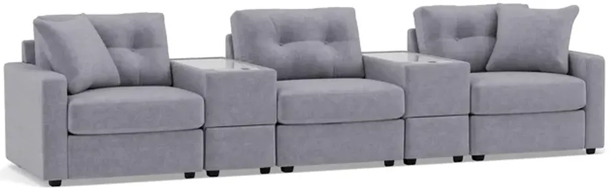 Drew & Jonathan Home Modular One 5-Pc. Wall Saver Power Reclining Home Theater in Granite