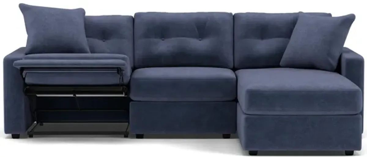 Drew & Jonathan Home Modular One 3-Pc. Wall Saver Power Reclining Chaise Sofa in Navy