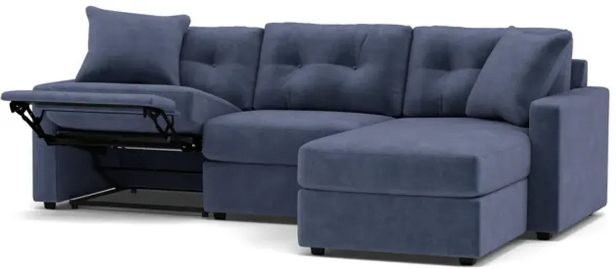 Drew & Jonathan Home Modular One 3-Pc. Wall Saver Power Reclining Chaise Sofa in Navy