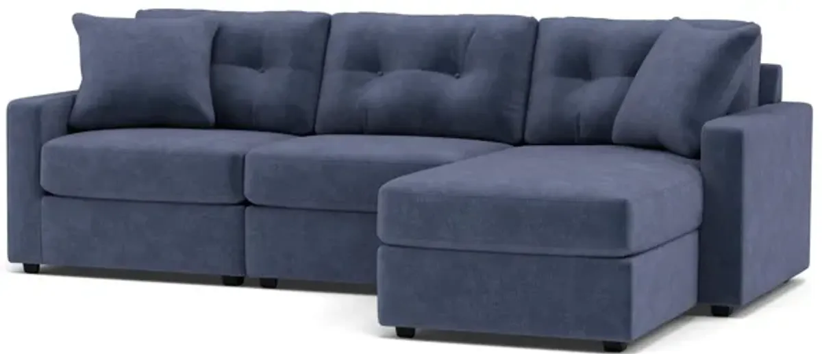 Drew & Jonathan Home Modular One 3-Pc. Wall Saver Power Reclining Chaise Sofa in Navy