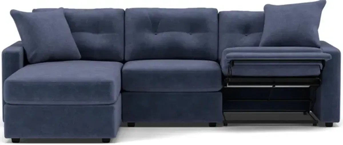 Drew & Jonathan Home Modular One 3-Pc. Wall Saver Power Reclining Chaise Sofa in Navy
