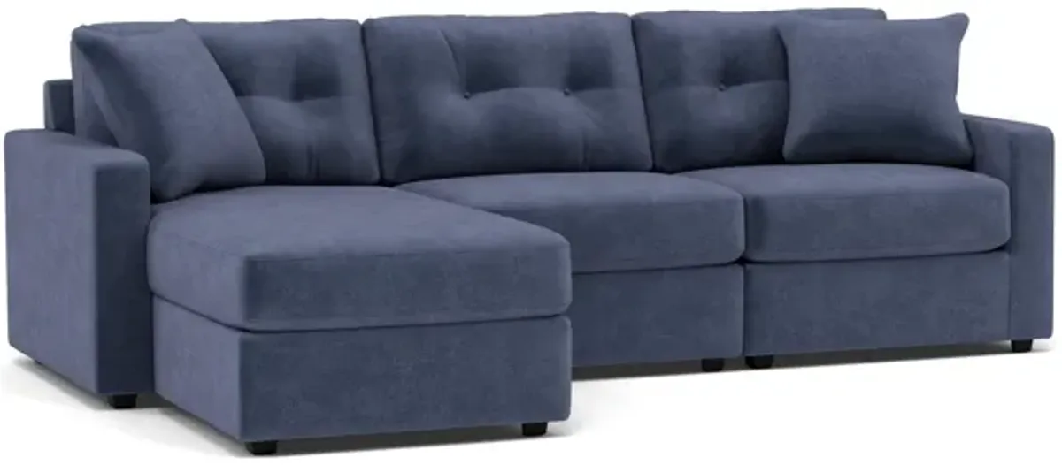 Drew & Jonathan Home Modular One 3-Pc. Wall Saver Power Reclining Chaise Sofa in Navy