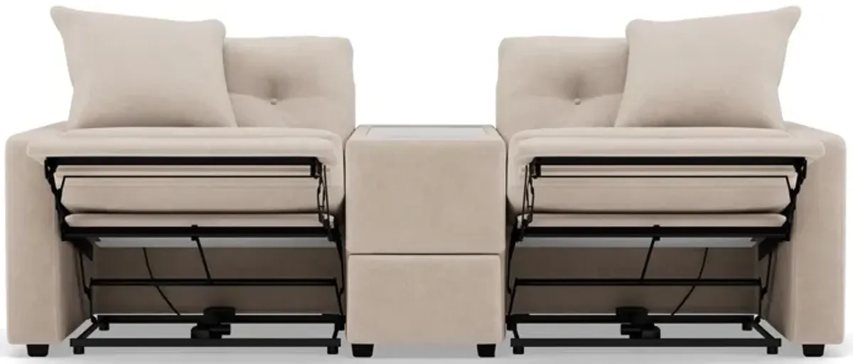 Drew & Jonathan Home Modular One 3-Pc. Wall Saver Power Reclining Media Console Loveseat in Stone