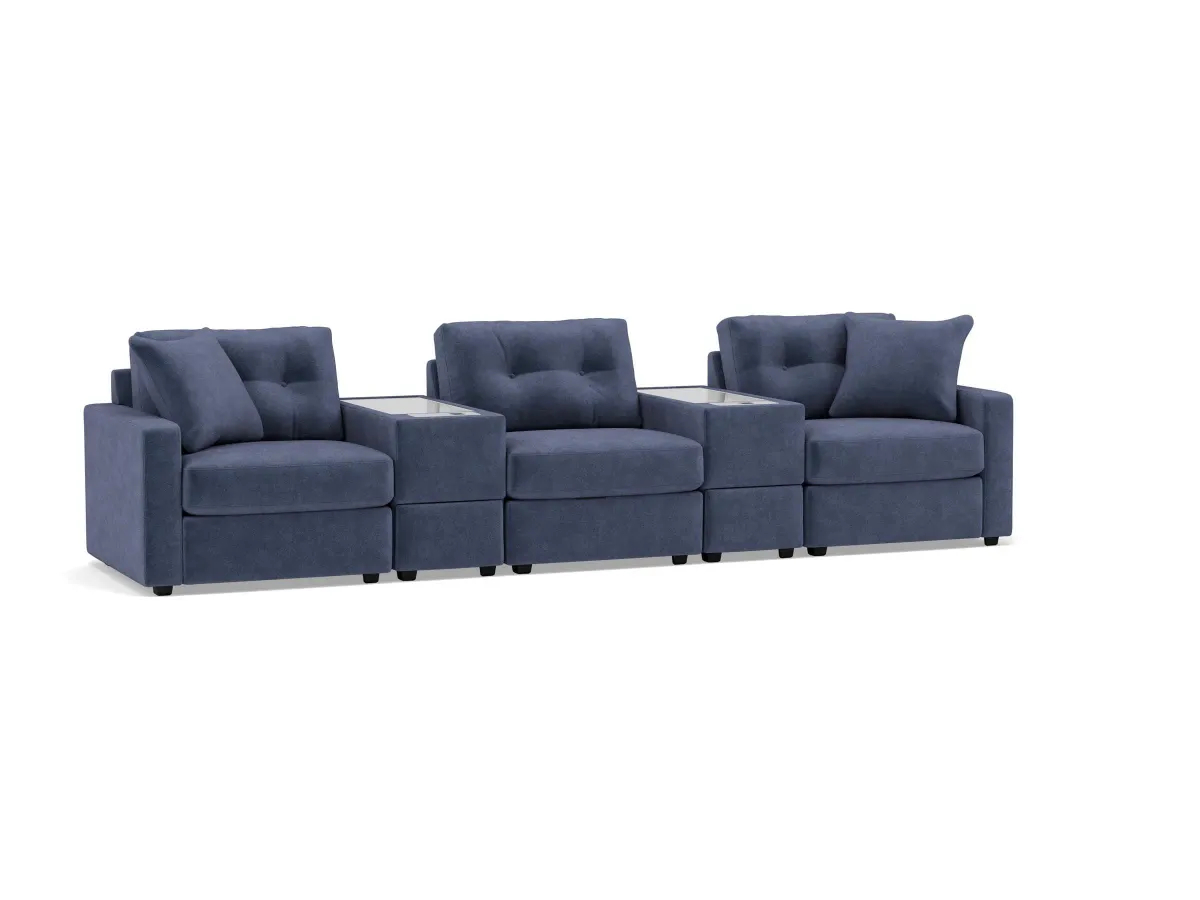 Drew & Jonathan Home Modular One 5-Pc. Wall Saver Power Reclining Home Theater in Navy