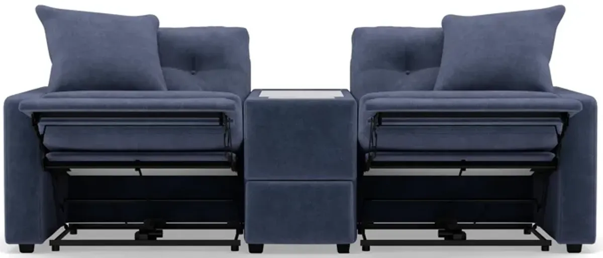 Drew & Jonathan Home Modular One 3-Pc. Wall Saver Power Reclining Media Console Loveseat in Navy