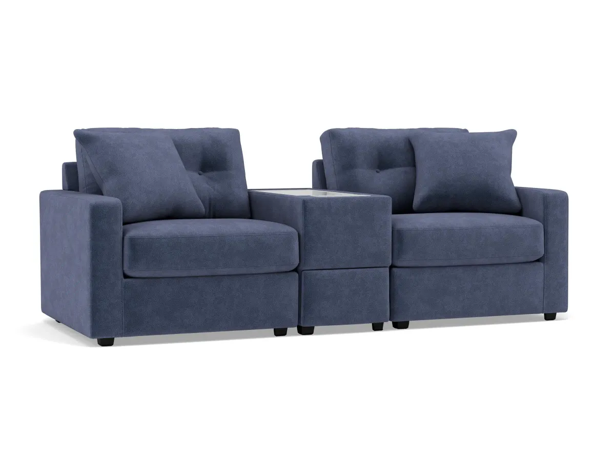 Drew & Jonathan Home Modular One 3-Pc. Wall Saver Power Reclining Media Console Loveseat in Navy