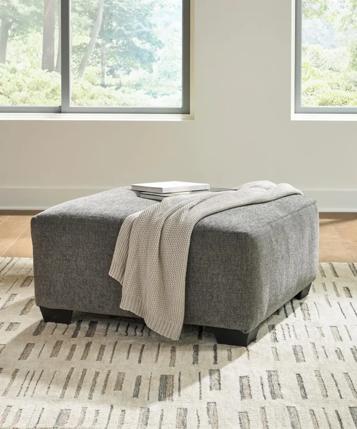 Skylar Ottoman in Greystone
