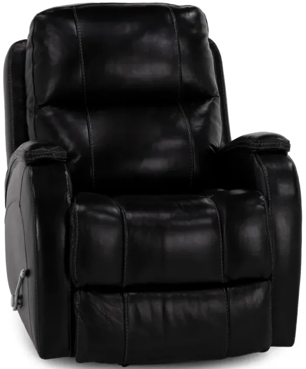 Tina Leather Swivel Glider Recliner in Saddle Black