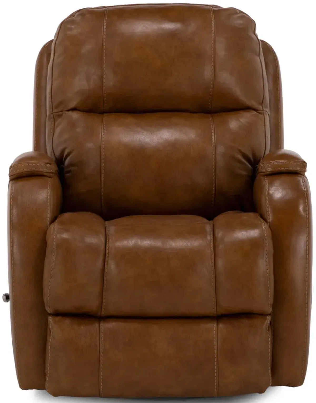 Tina Leather Swivel Glider Recliner in Saddle Brown