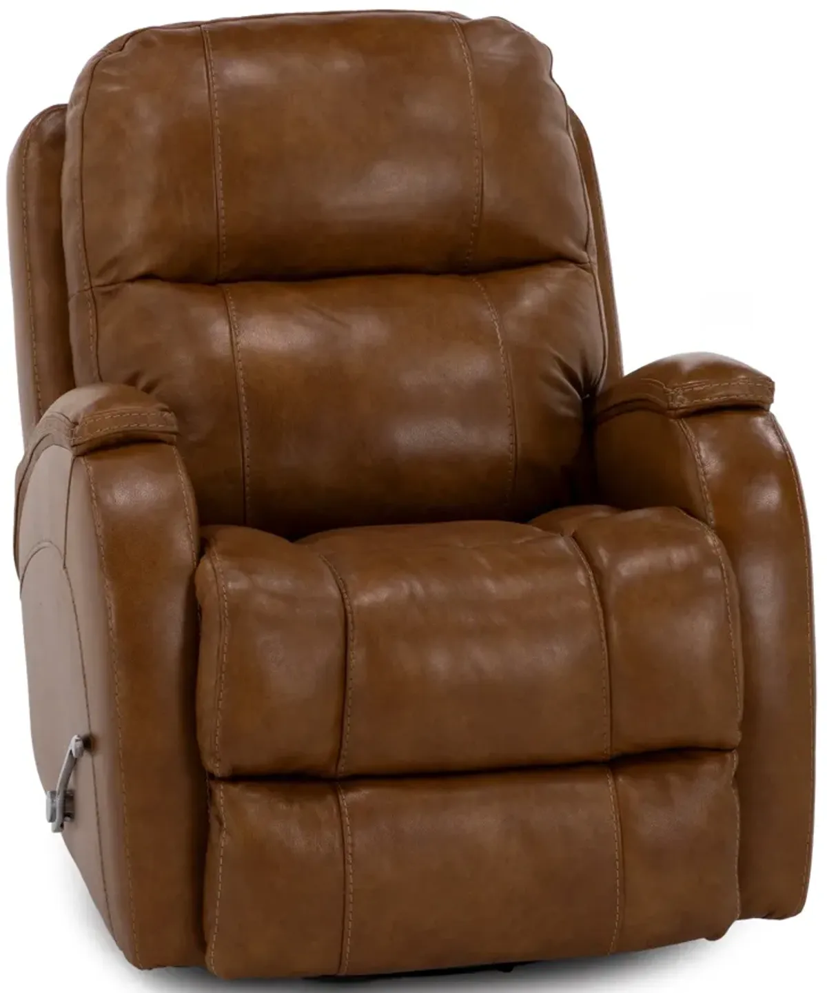 Tina Leather Swivel Glider Recliner in Saddle Brown