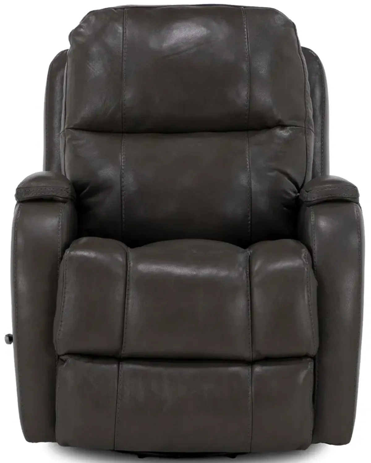 Tina Leather Swivel Glider Recliner in Light Gray