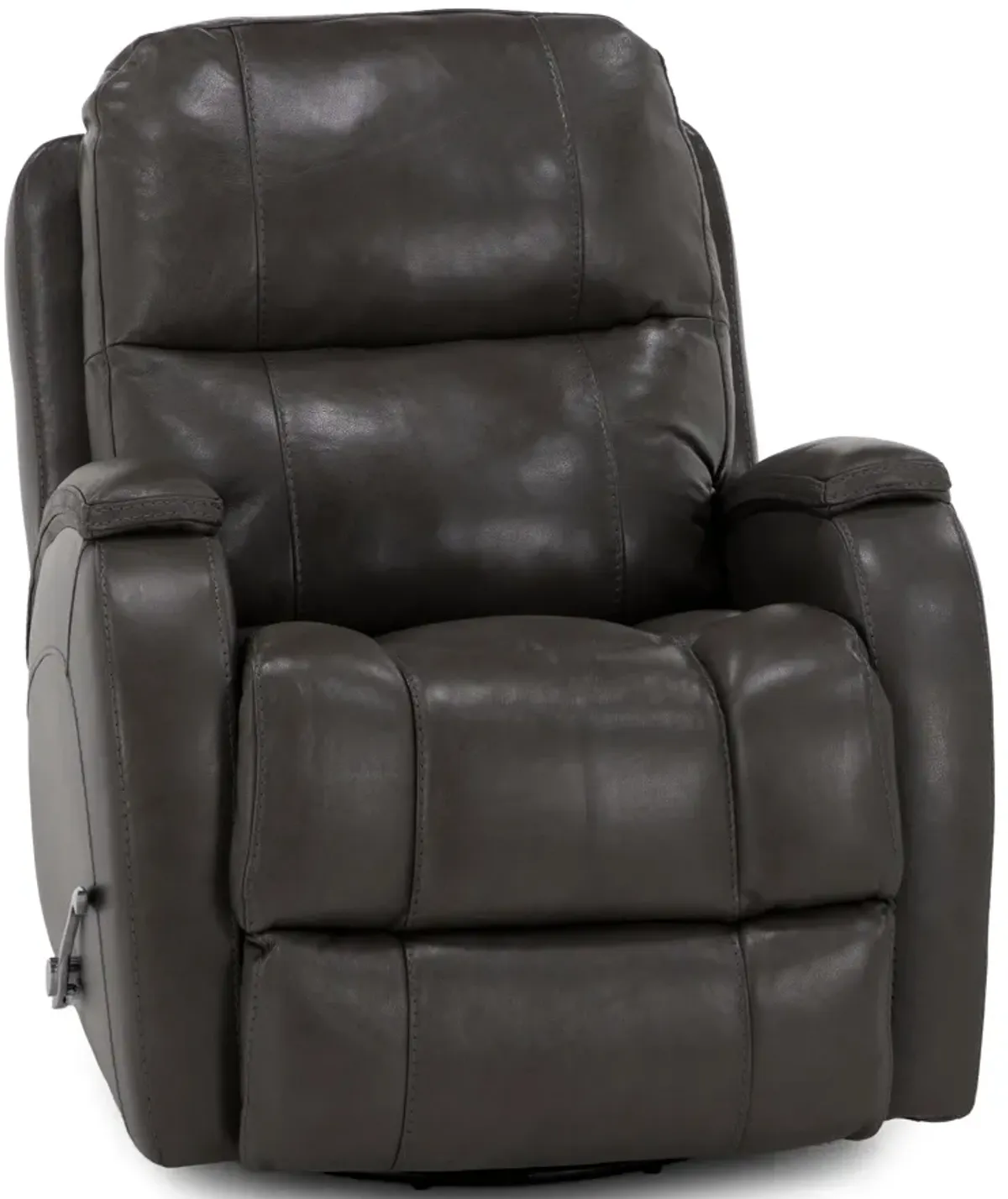 Tina Leather Swivel Glider Recliner in Light Gray