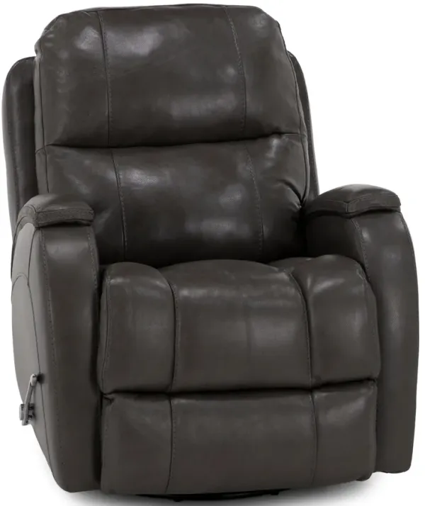 Tina Leather Swivel Glider Recliner in Light Gray