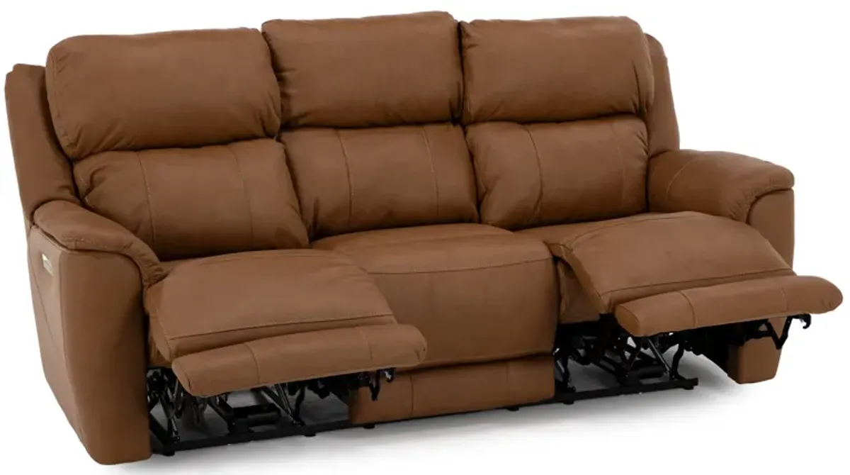 Florence Leather Fully Loaded Zero Gravity Reclining Sofa in Butternut