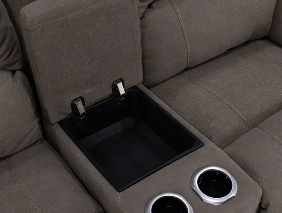 Cheyenne Fully Loaded Zero Gravity Reclining Console Loveseat In Performance Fabric in Tan