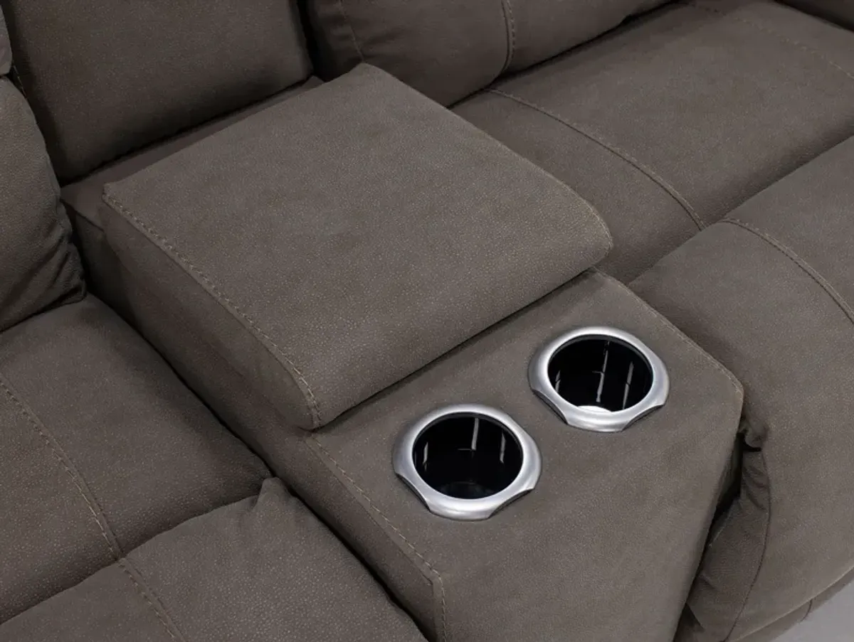 Cheyenne Fully Loaded Zero Gravity Reclining Console Loveseat In Performance Fabric in Tan