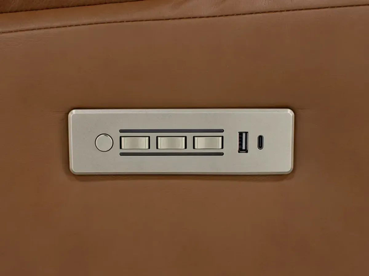 Florence Leather Fully Loaded Zero Gravity Recliner in Butternut