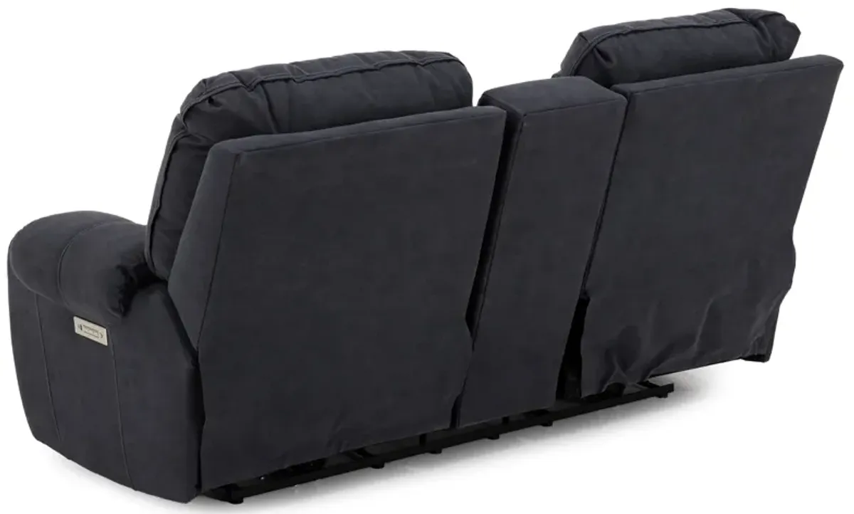 Cheyenne Fully Loaded Zero Gravity Reclining Console Loveseat In Performance Fabric in Graphite