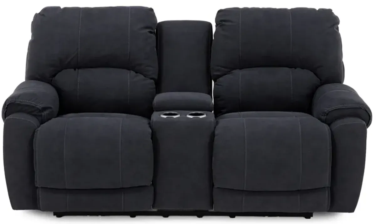 Cheyenne Fully Loaded Zero Gravity Reclining Console Loveseat In Performance Fabric in Graphite