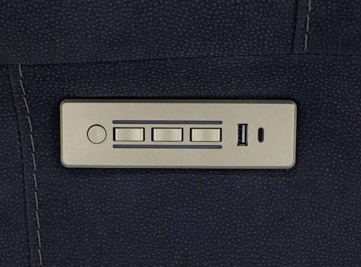 Cheyenne Fully Loaded Zero Gravity Reclining Sofa With Drop Down Table In Performance Fabric in Grap