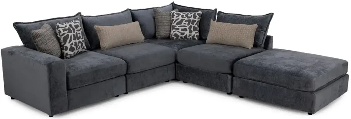 Elsa 4-Pc. Modular With Ottoman in Steel