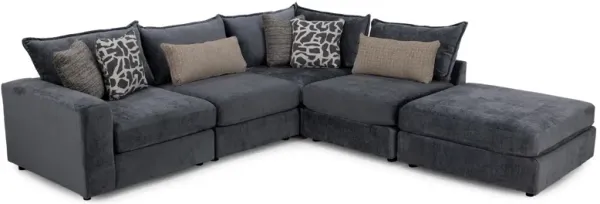 Elsa 4-Pc. Modular With Ottoman in Steel