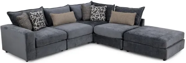 Elsa 4-Pc. Modular With Ottoman in Steel