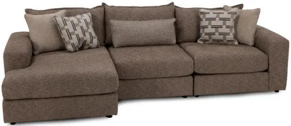 Elsa 3-Pc. Chaise Sofa in Truffle