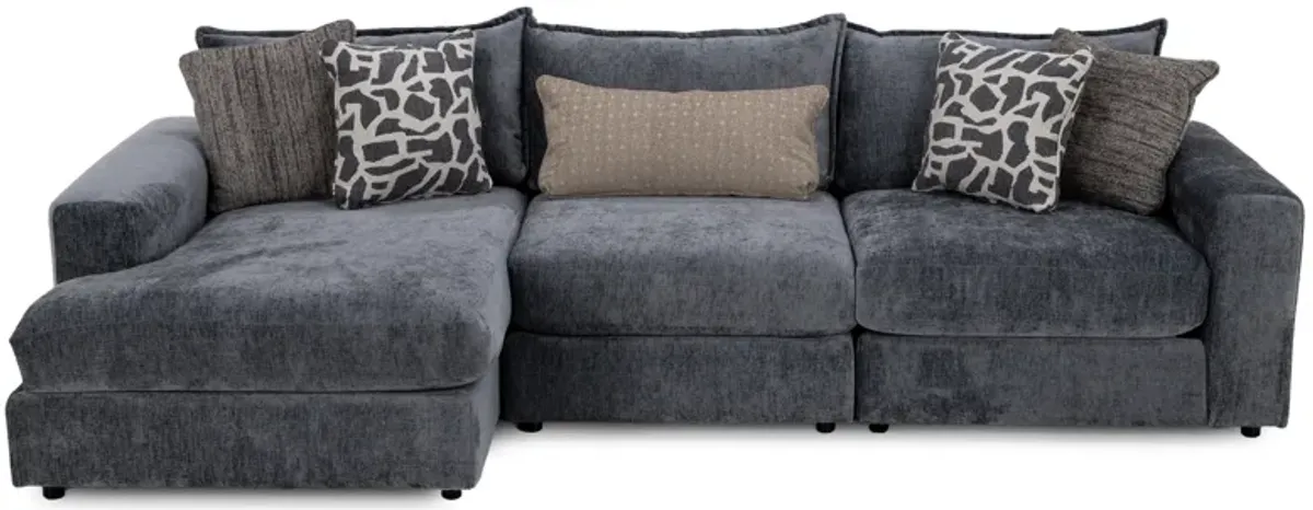 Elsa 3-Pc. Chaise Sofa in Steel