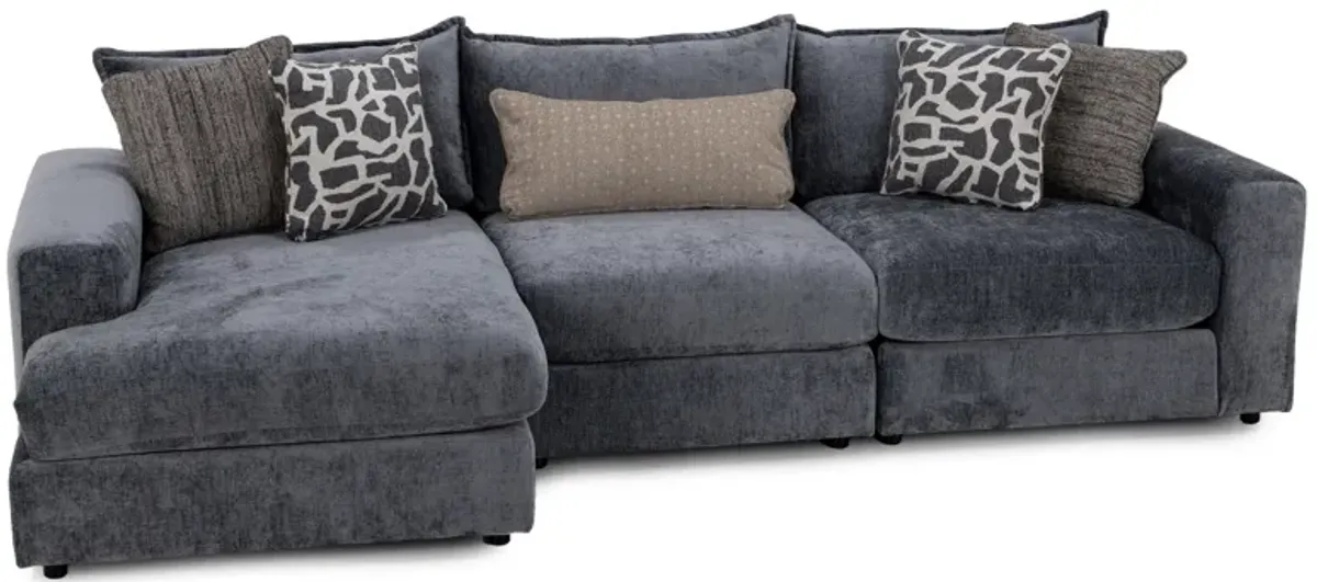 Elsa 3-Pc. Chaise Sofa in Steel