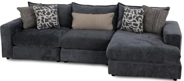 Elsa 3-Pc. Chaise Sofa in Steel