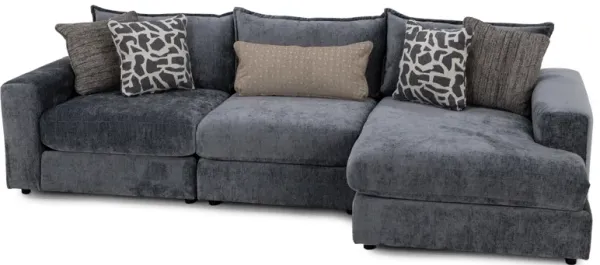 Elsa 3-Pc. Chaise Sofa in Steel