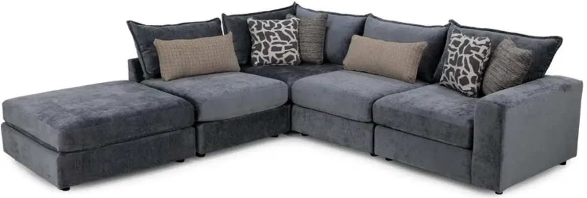 Elsa 4-Pc. Modular With Ottoman in Steel