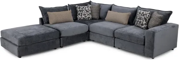 Elsa 4-Pc. Modular With Ottoman in Steel