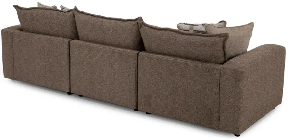 Elsa 3-Pc. Chaise Sofa in Truffle