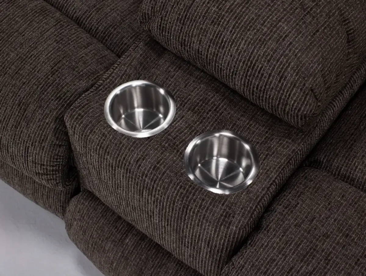 Leonardo Power Reclining Console Loveseat in Chocolate