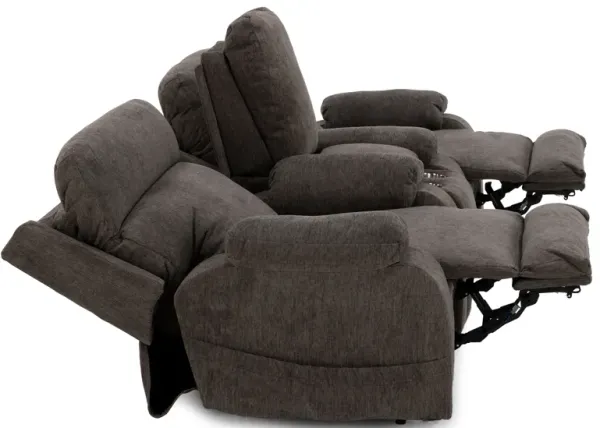Rogan Dual Lift Fully Loaded Reclining Console Loveseat With Heat, Massage And Nanobionic Fabric in 