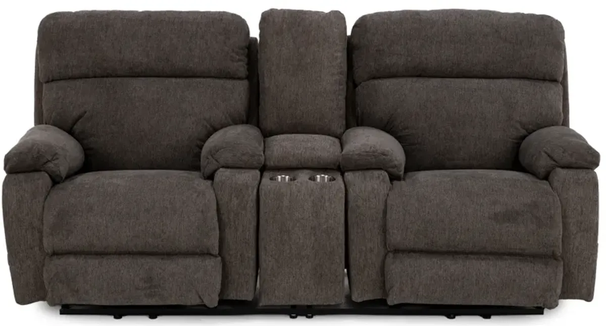 Rogan Dual Lift Fully Loaded Reclining Console Loveseat With Heat, Massage And Nanobionic Fabric in 