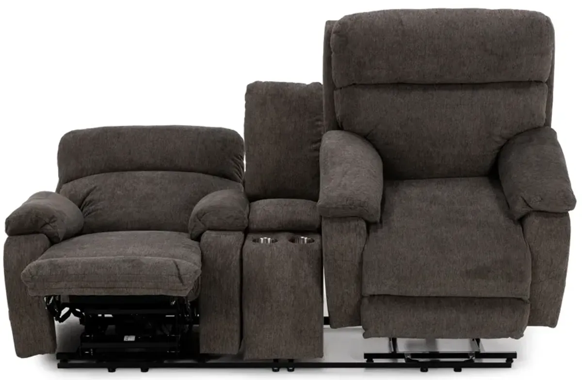 Rogan Dual Lift Fully Loaded Reclining Console Loveseat With Heat, Massage And Nanobionic Fabric in 