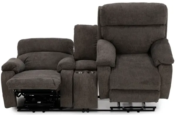 Rogan Dual Lift Fully Loaded Reclining Console Loveseat With Heat, Massage And Nanobionic Fabric in 