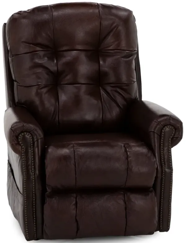 Murray Leather Tufted Lay Flat Lift Chair With Heat And Massage in Walnut