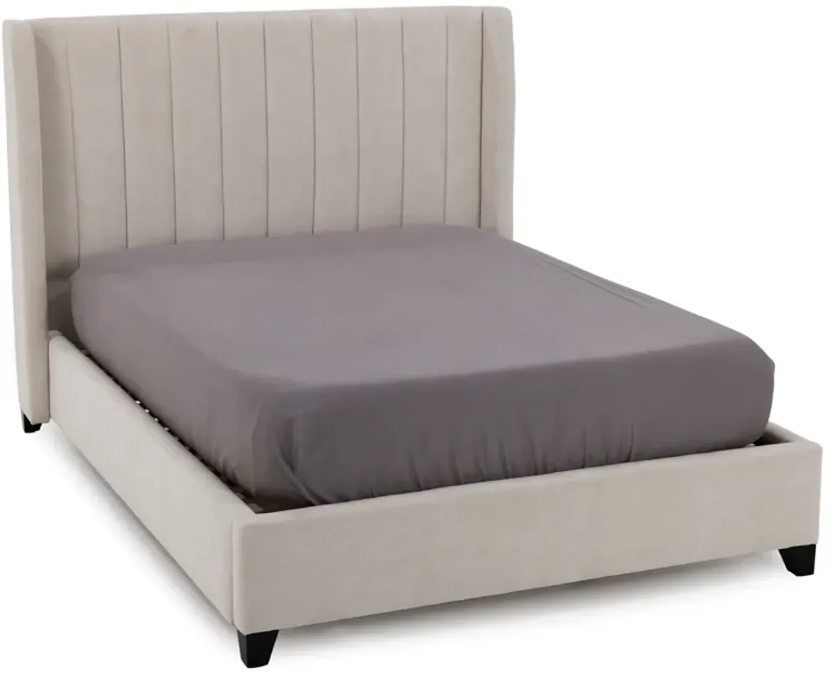 Dharma King Upholstered Bed in Alabaster