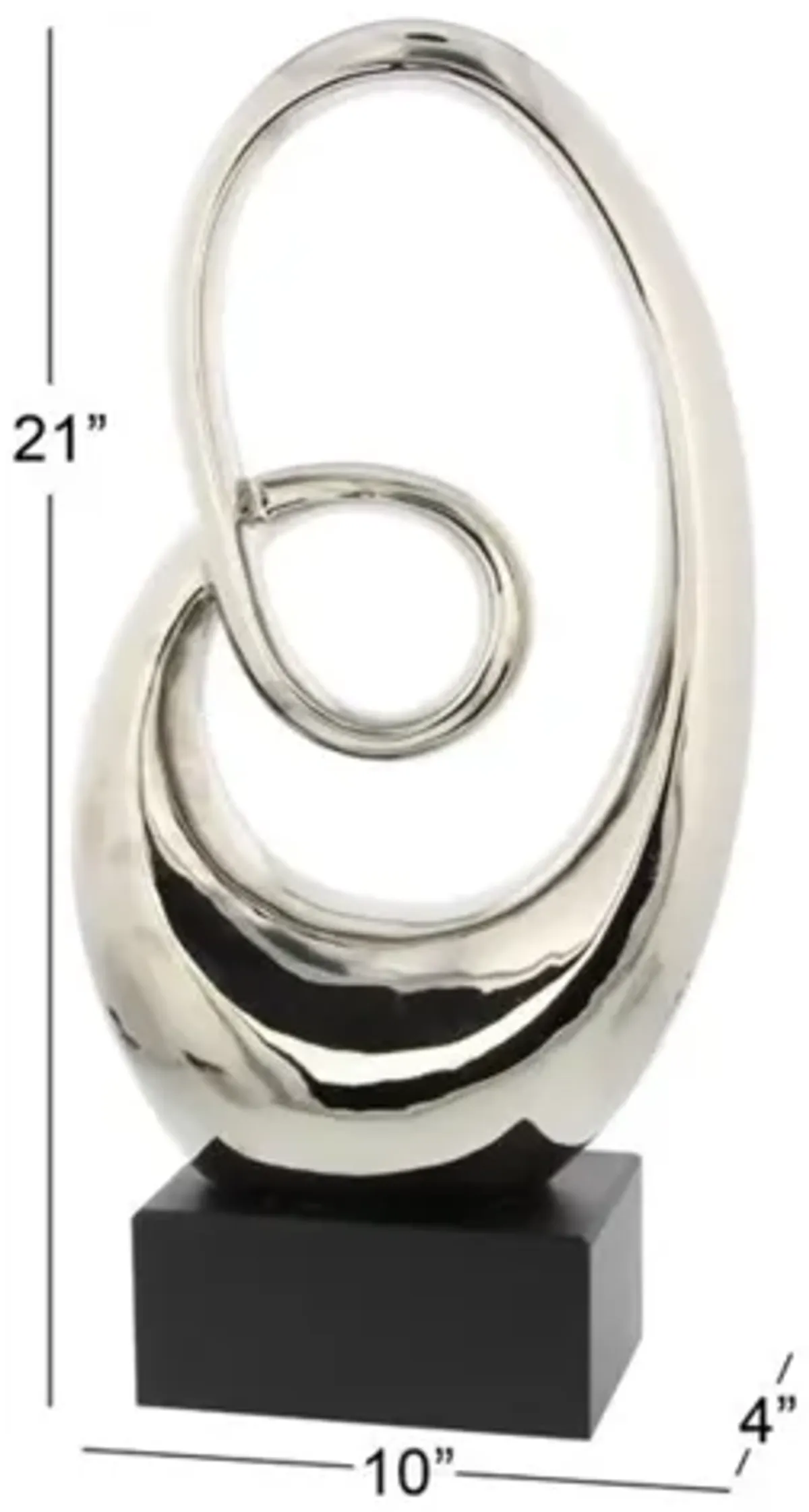 Silver Swirl Sculpture 10"W x 21"H
