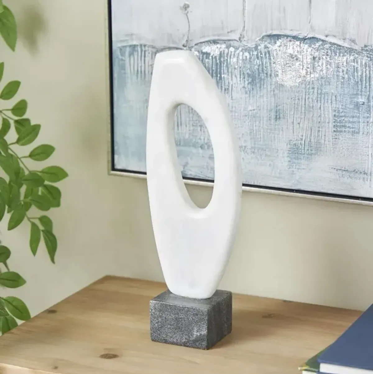 White Marble Abstract Sculpture 5"W x 14"H