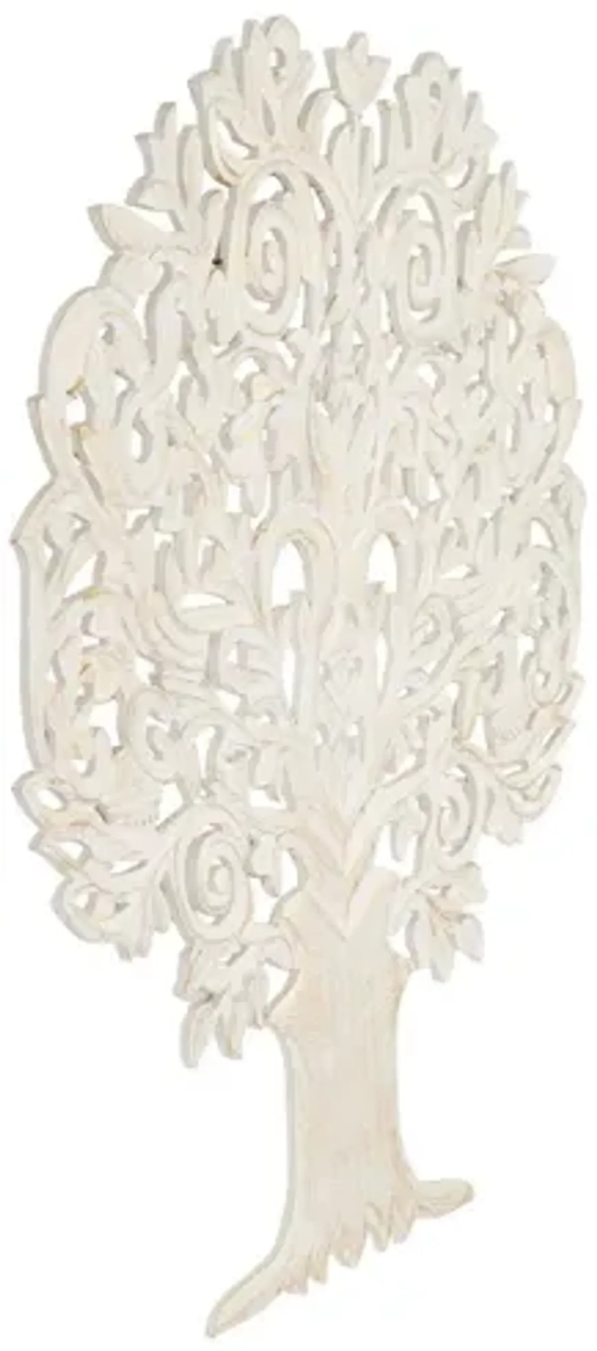 White and Gold Carved Wood Tree Wall Decor 48"W x 60"H